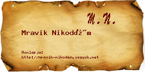 Mravik Nikodém névjegykártya